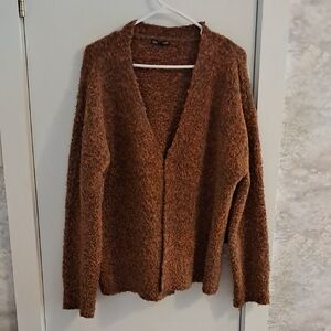 Zara Orange & Green Fuzzy Cardigan Sweater